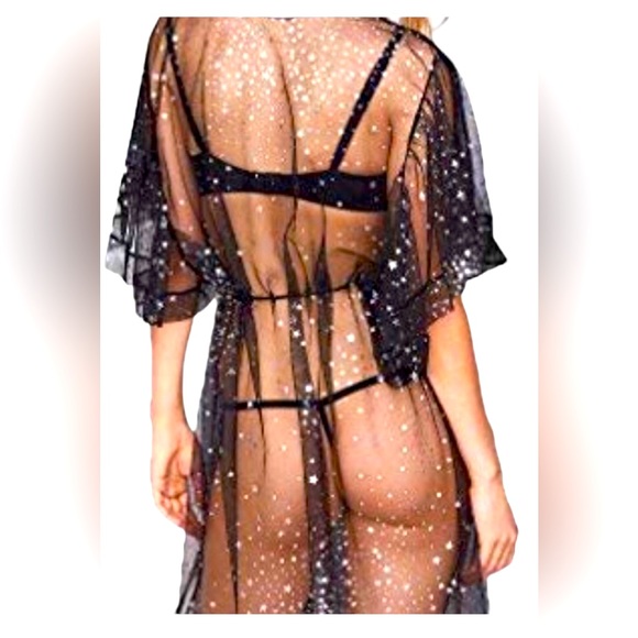 Victoria’s Secret Luxury Lace Kimono Robe STARS SEXY Lingerie M - Picture 7 of 7
